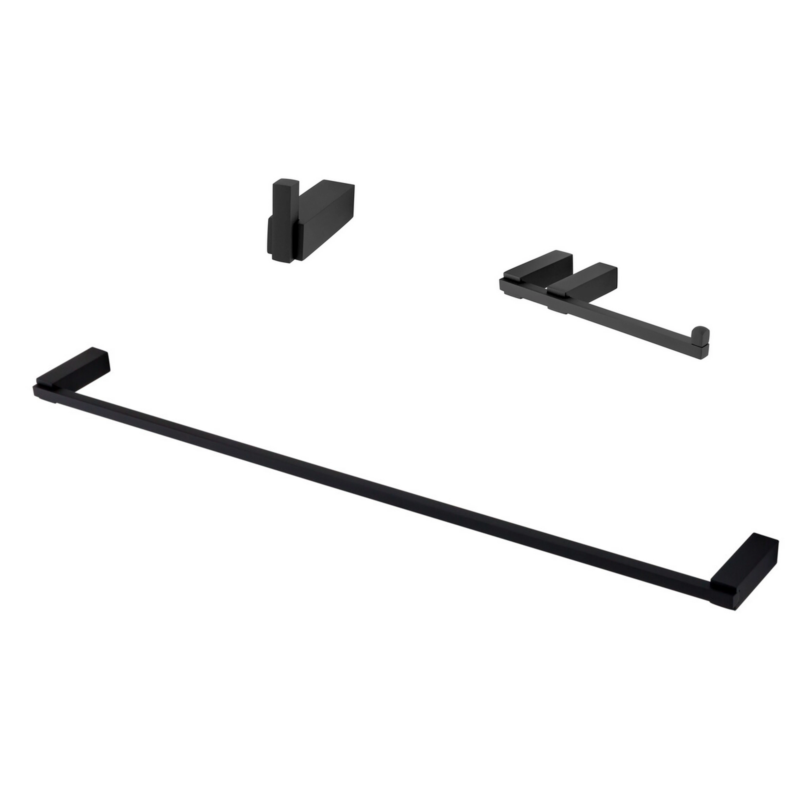 Kit Acessórios Banheiro 03 Peças Quartzo Preto Fosco Fani
