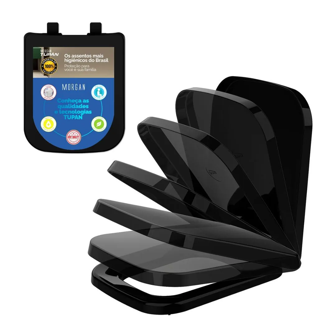 Assento Icasa Misti Preto Soft Close Polipropileno