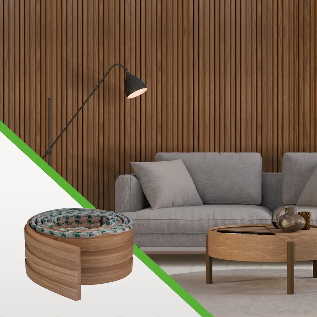 Painel Ripado Laminado Eva Autocolante Linha Madeto Nogueira Natural | Meu Rodapé Rolo De 10 Metros, 10cm De Largura
