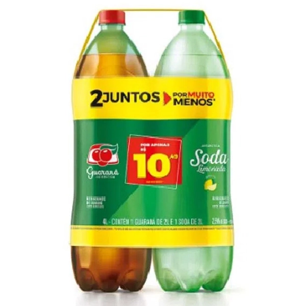 Kit Refrigerante Guaraná Antarctica + Limonada Soda Antarctica 2l Cada Leve Mais Pague Menos
