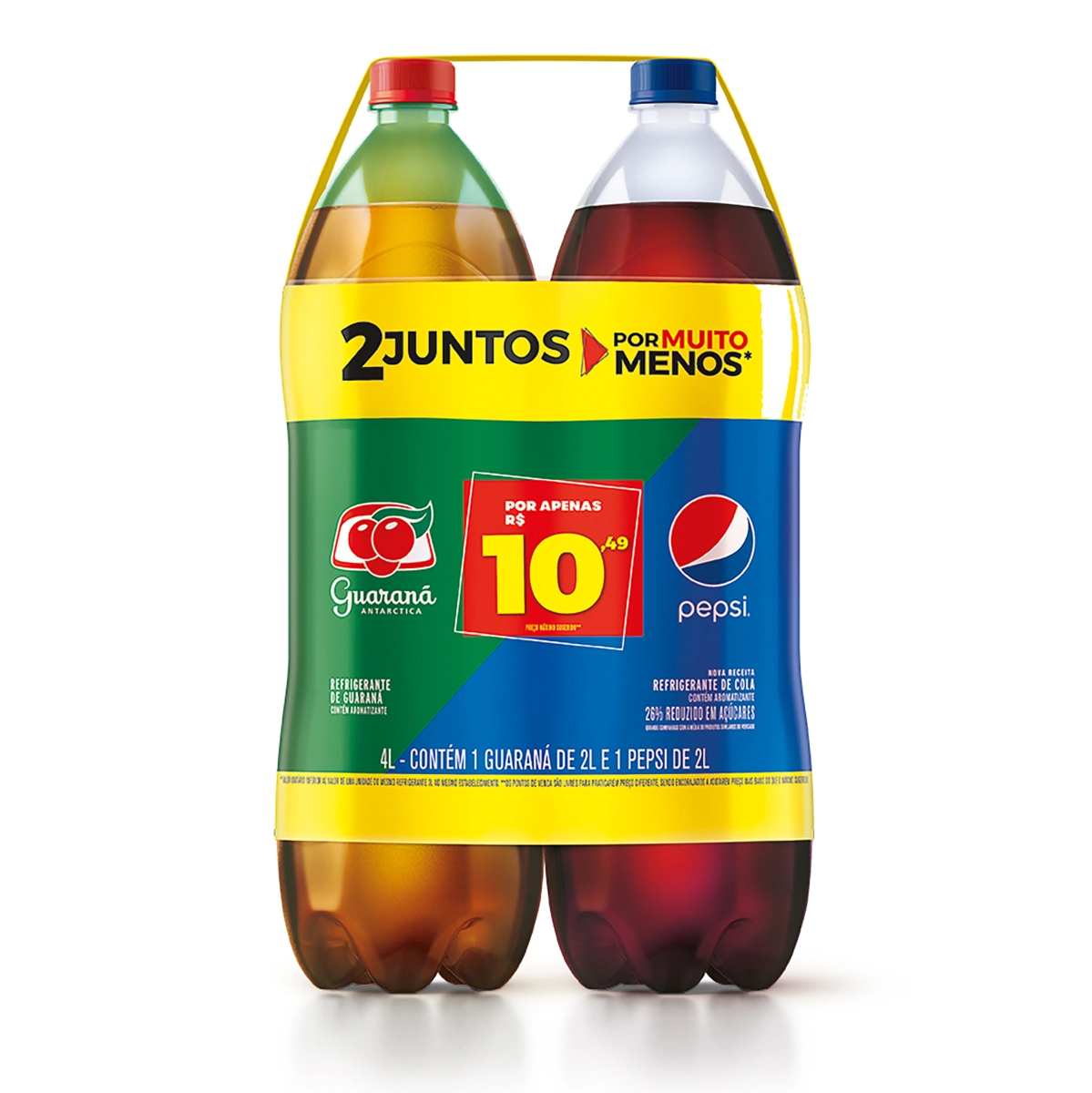 Kit Refrigerante Guaraná Antarctica + Cola Pepsi 2l Cada Leve Mais Pague Menos
