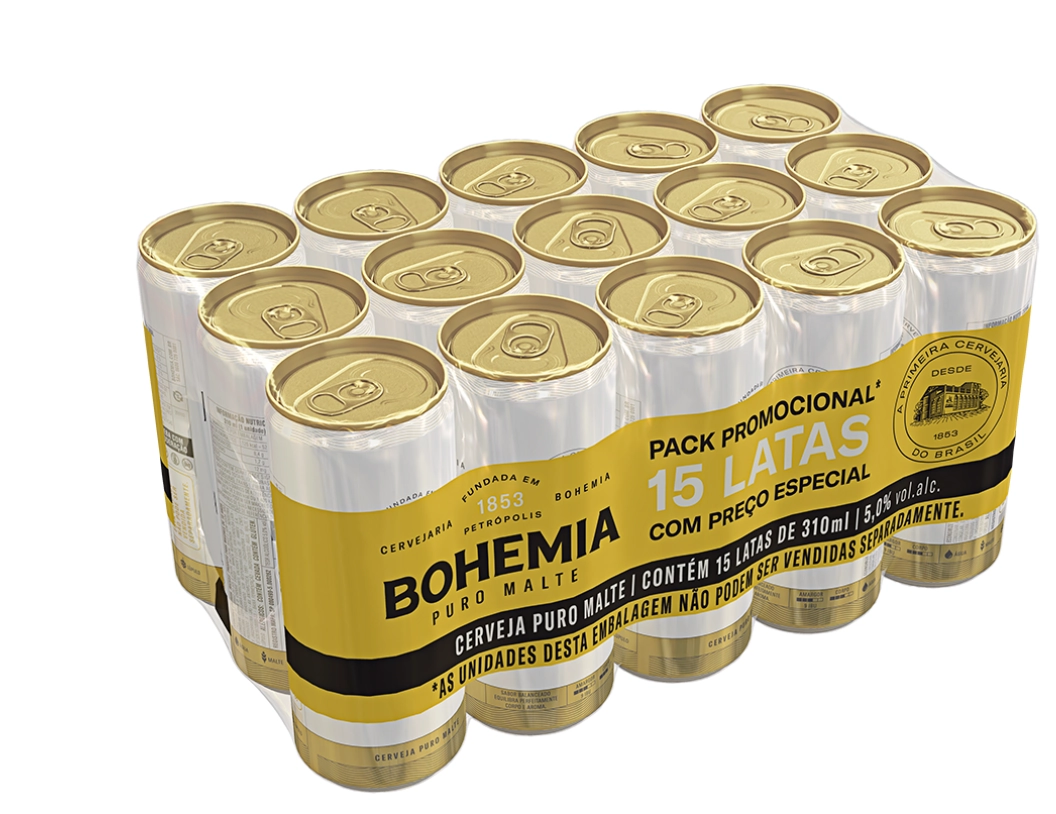 Pack Cerveja Puro Malte Bohemia Lata 15 Unidades 310ml Cada