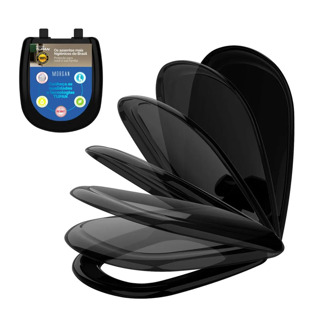 Assento Icasa Sabatini Preto Soft Close Polipropileno