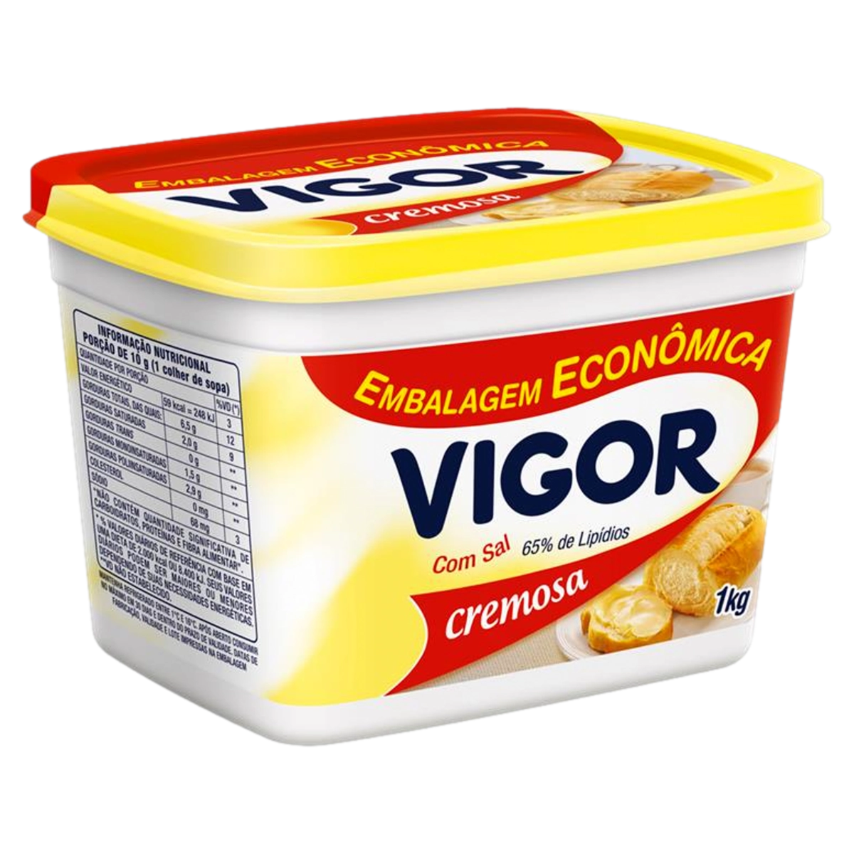 Margarina Cremosa Com Sal Vigor Pote 1kg Embalagem Econômica