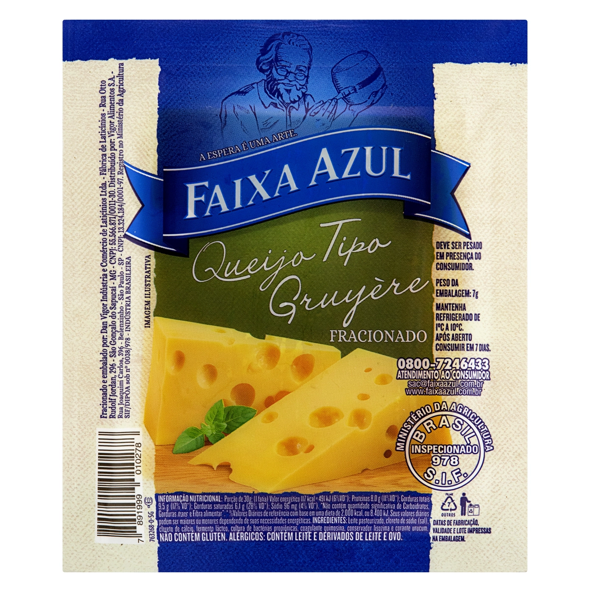 Queijo Gruyère Fracionado Faixa Azul