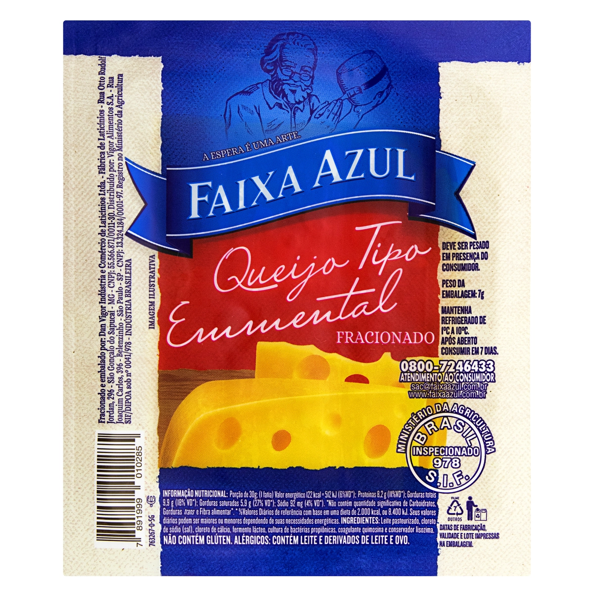 Queijo Emmental Fracionado Faixa Azul