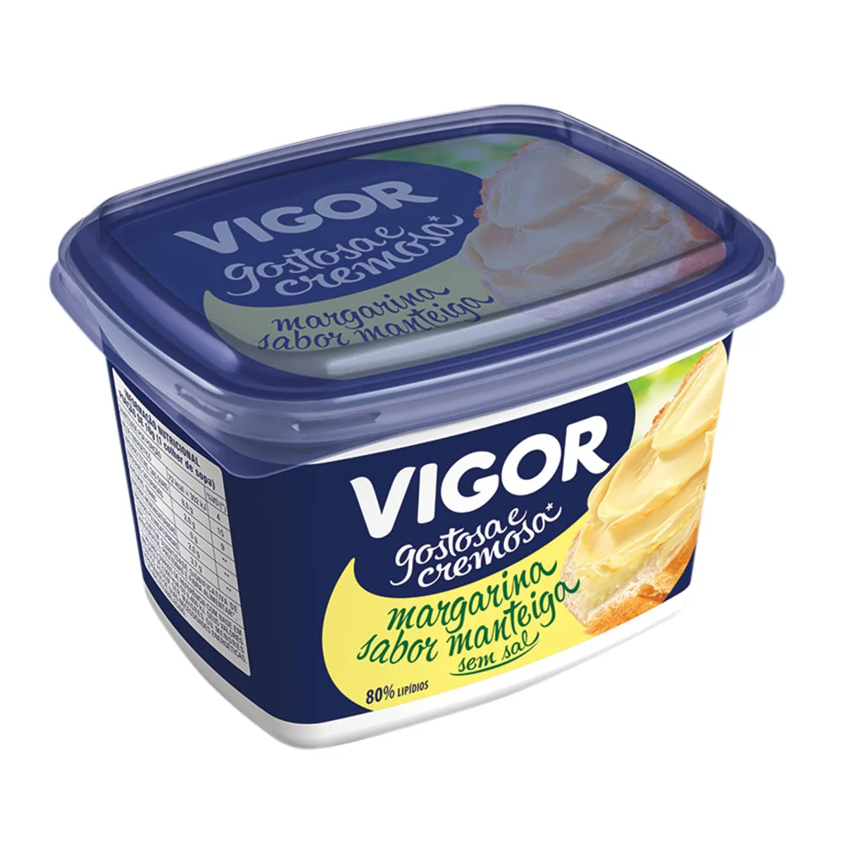 Margarina Sabor Manteiga Cremosa sem Sal VIGOR Pote 500g