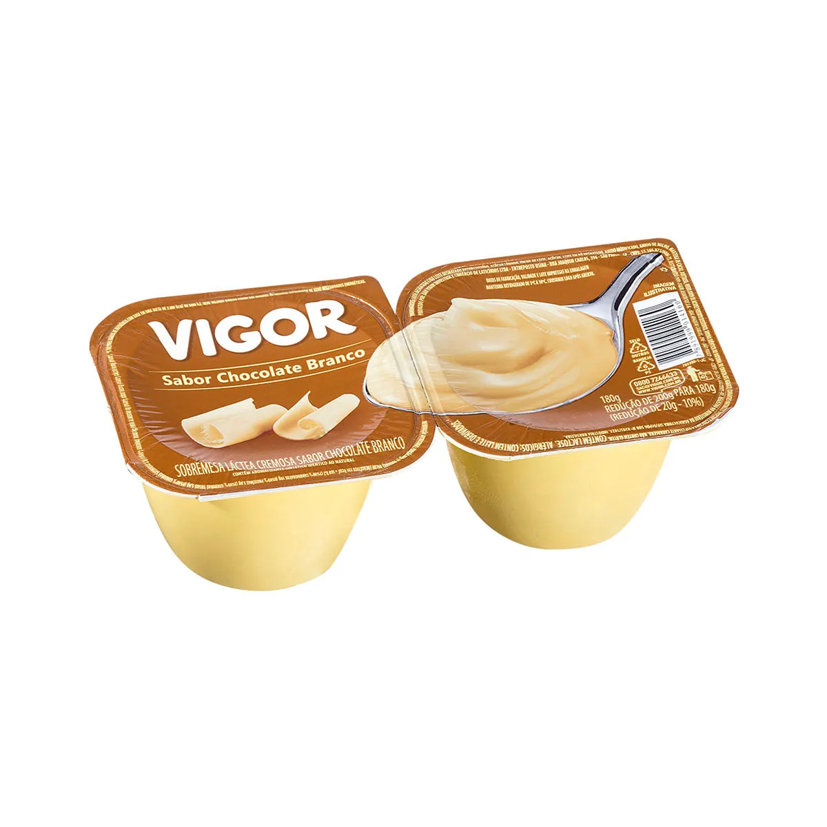 Sobremesa Láctea Cremosa de Chocolate Branco Vigor 180g 2 Unidades