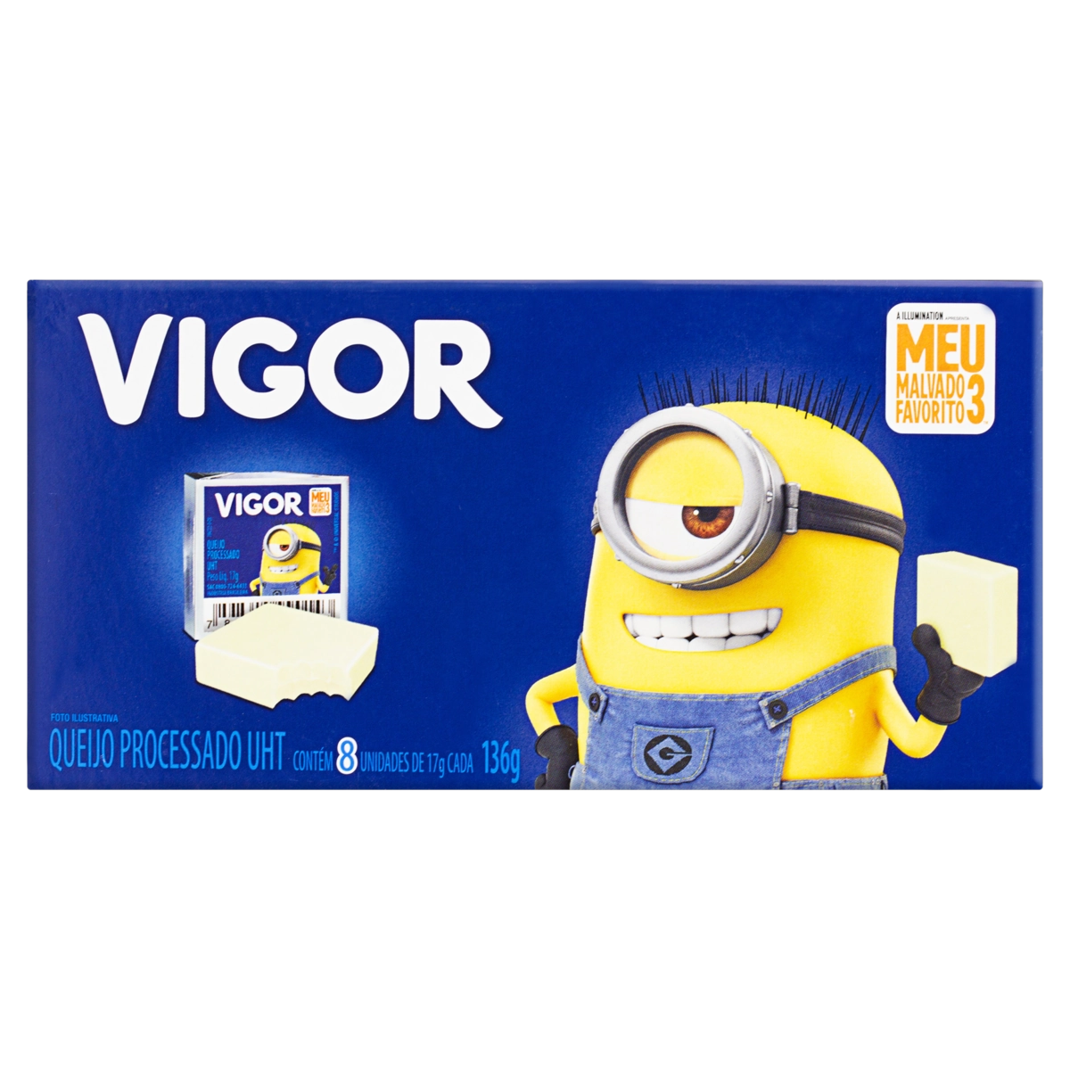 Queijo Processado Uht Meu Malvado Favorito 3 Vigor 136g 8 Unidades