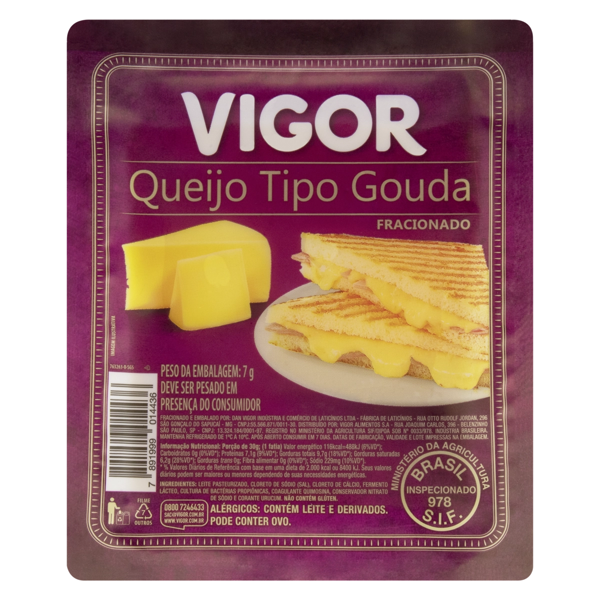Queijo Gouda Fracionado Vigor