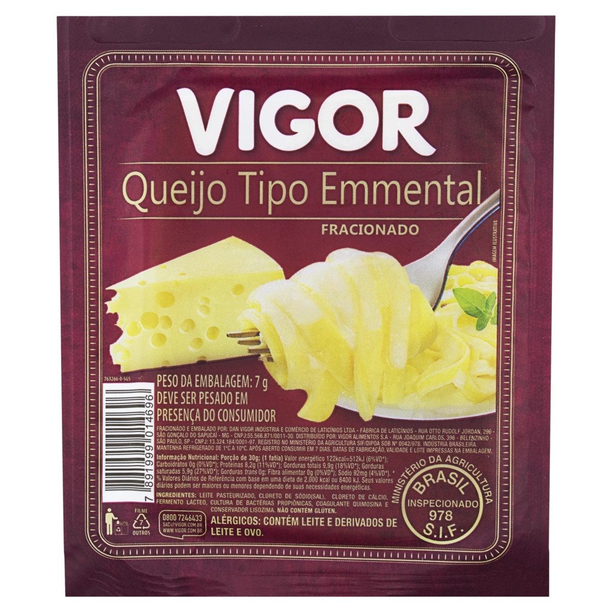 Queijo Emmental Fracionado Vigor
