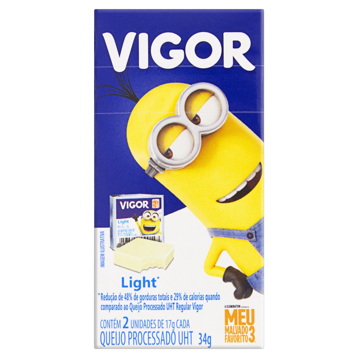 Queijo Processado Uht Light Meu Malvado Favorito 3 Vigor 34g 2 Unidades
