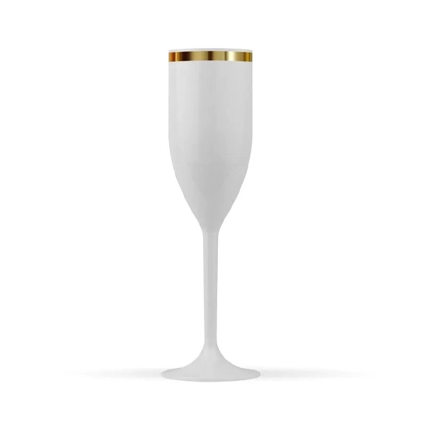 Taca Champagne Branco Borda Dourada 160ml