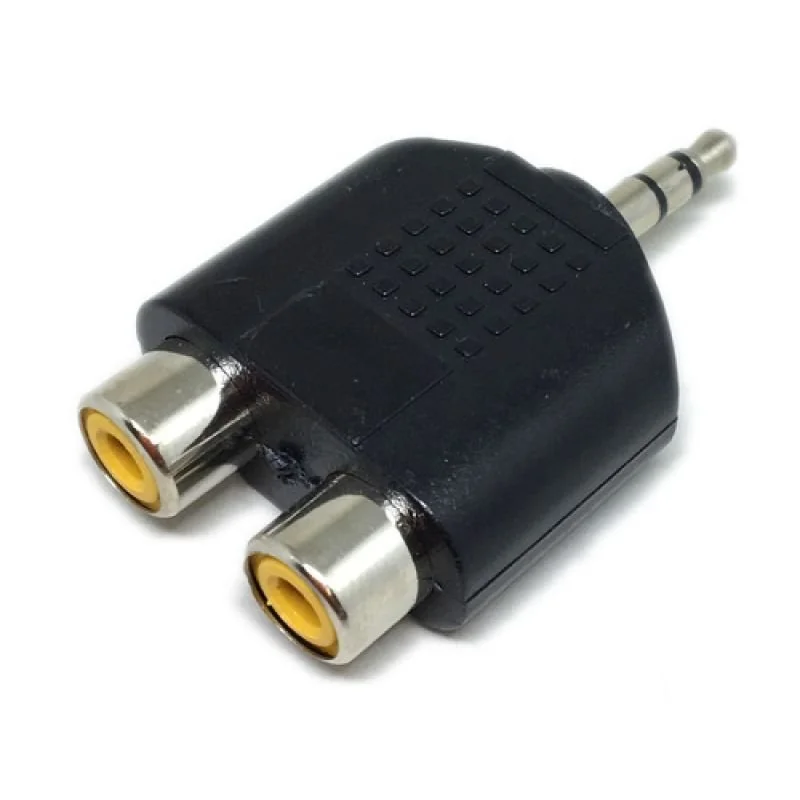 Adaptador P2 Macho Stereo X 2 Rca Femea Amarelo