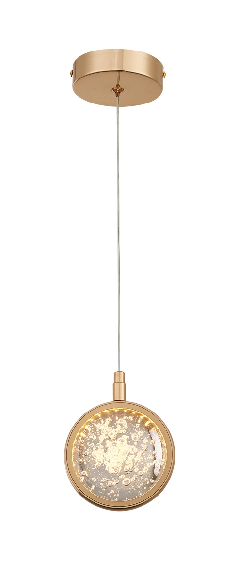 Pendente Vidro Esfera Dourado 10cm Led 7w 3 Em 1 Bivolt