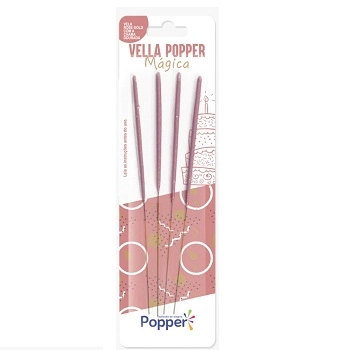 Vela Palito Estrela 15cm C/4 Rose Gold Popper