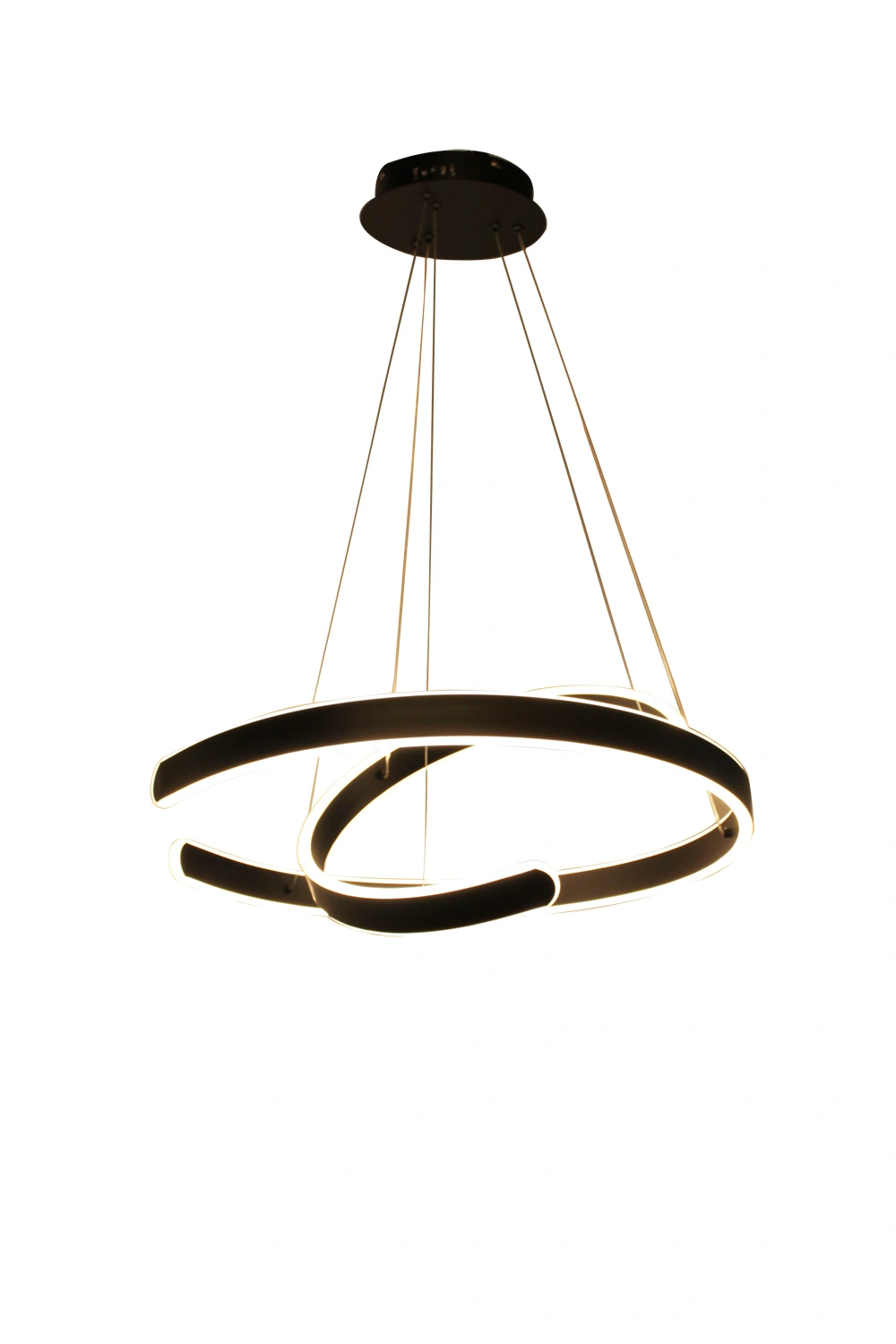 Pendente 2 Anéis Abertos Preto 60cm Led 105w 3200k Bivolt