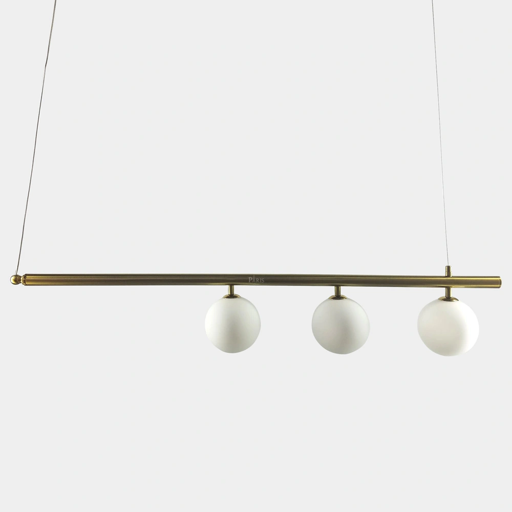 Pendente Haste Bronze Com Globos Brancos 3g9 100cm