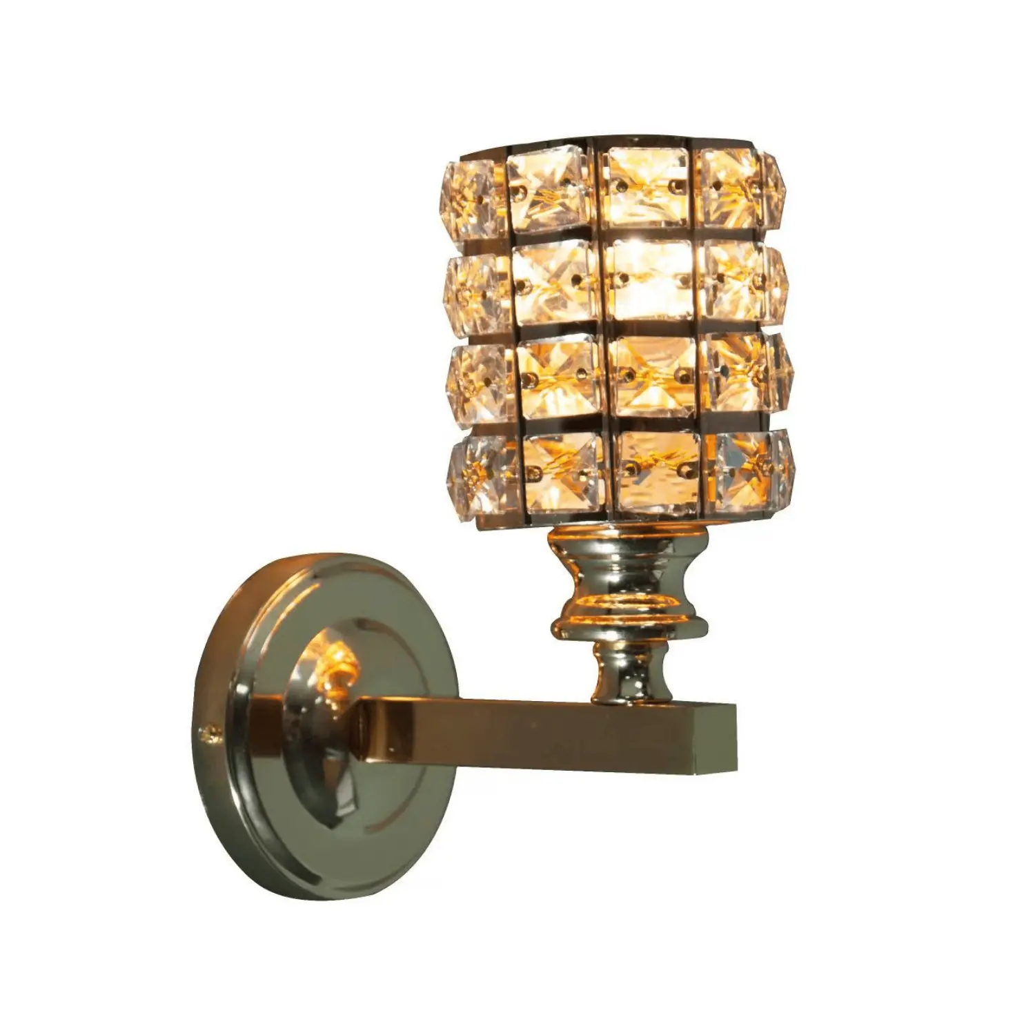 Arandela Metal Dourado E Cristal Redonda 1e27 17 5cm
