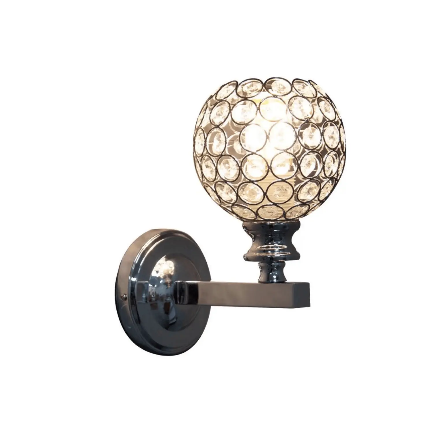 Arandela Metal E Cristal Cromado Redonda 1e27 17 5cm
