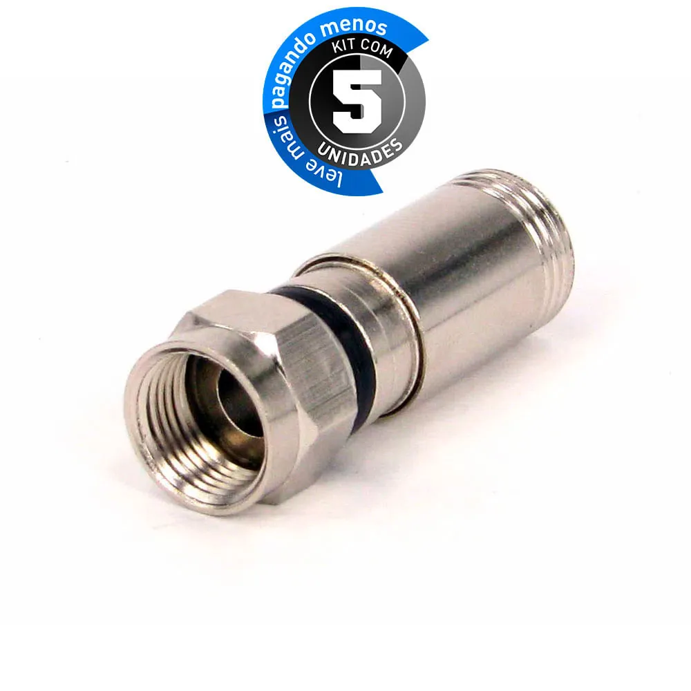 Kit Com 5 Conector Coaxial Pressão Rg6