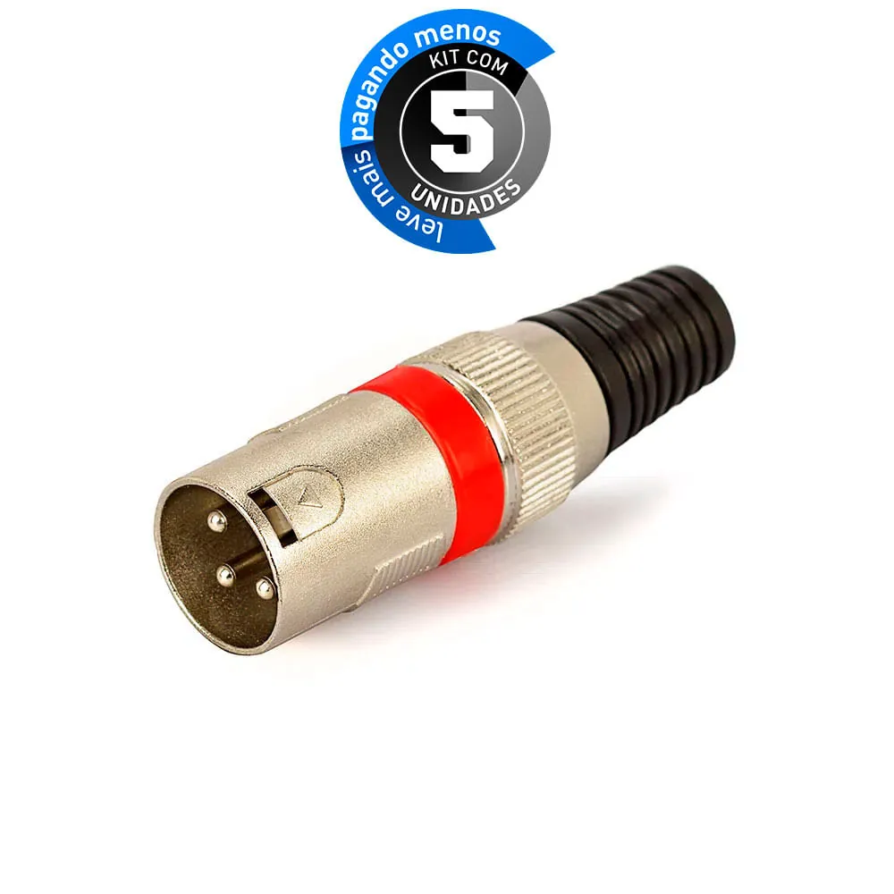 Kit 5 Plug Kanon Macho - Vermelho