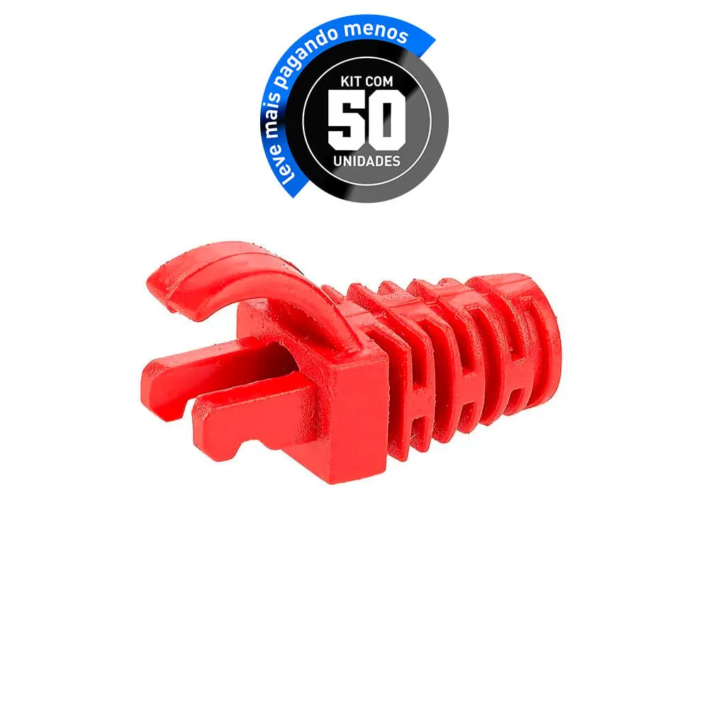 Kit 50 Capa Protetora Para Cabo De Rede Rj45 - Vermelho
