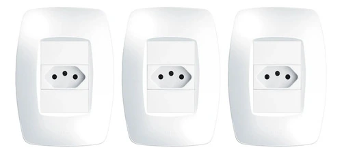 Kit 3 Tomadas 2p+t 20a/250v Com Placa 4x2 Fame Elegance Branco