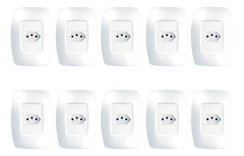 Kit 10 Tomadas 2p+t 20a/250v Com Placa 4x2 Fame Elegance Branco