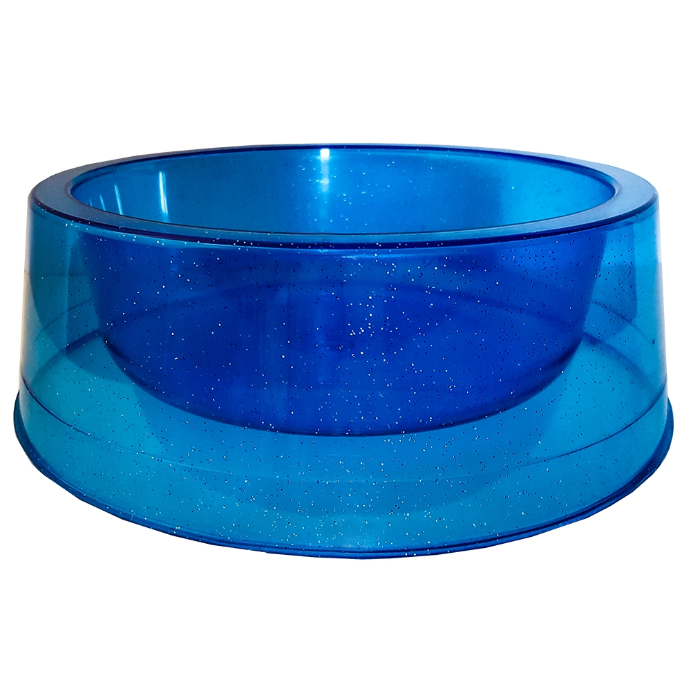 Comedouro Filhote Transp 300ml Glit Azul
