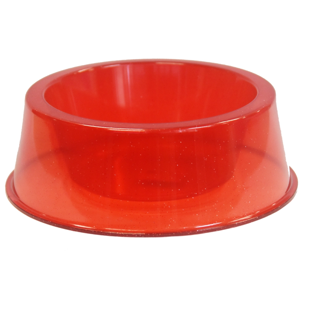 Comedouro Pet Toys Filhote Simples Vermelho Transparente Com Glitter 300 Ml