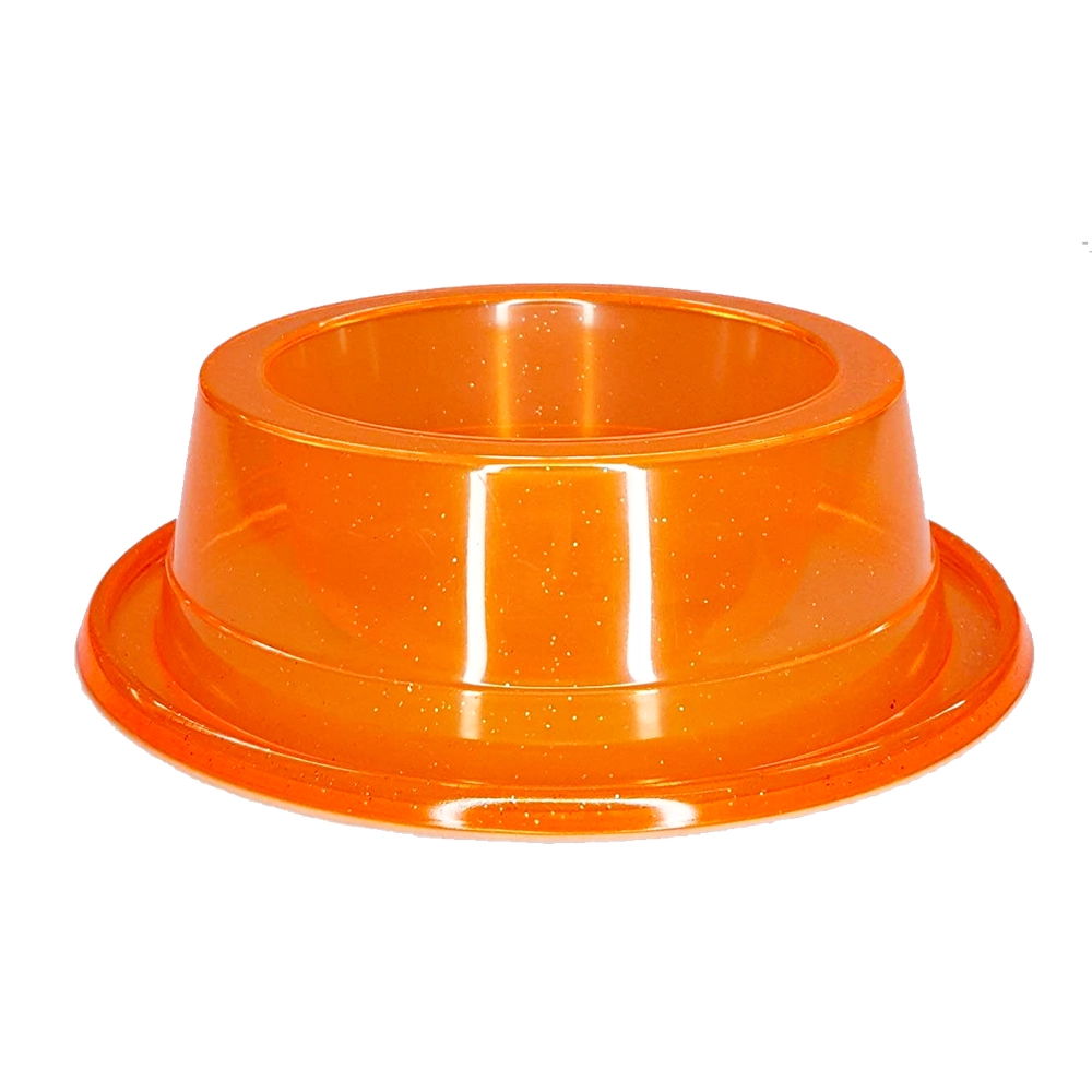 Comedouro Pet Toys Grande Anti Formiga Laranja Transparente Com Glitter 1900 Ml