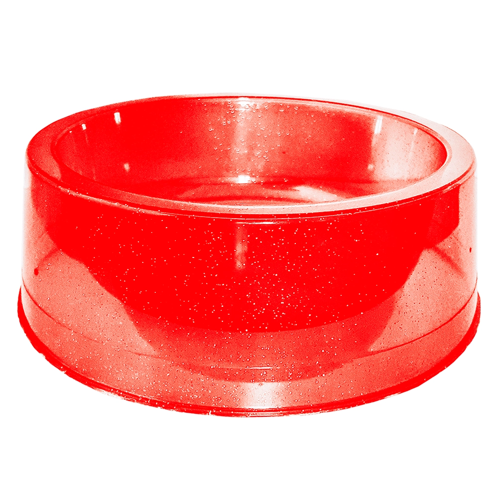 Comedouro Pet Toys Médio Simples Vermelho Transparente 1000 Ml