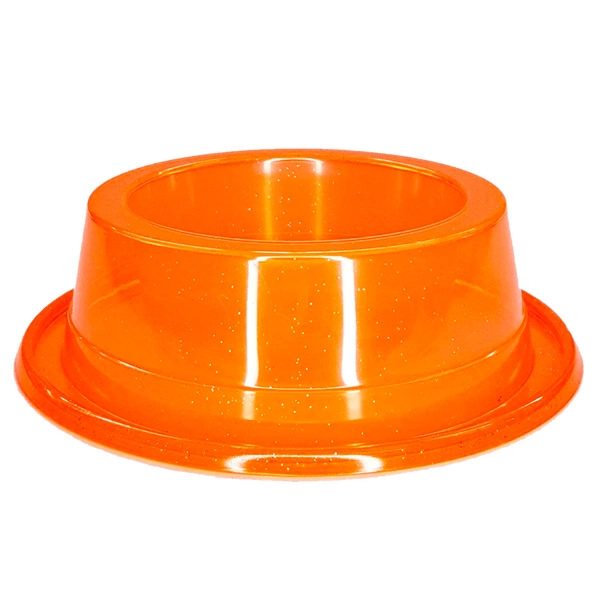 Comedouro Pet Toys Grande Simples Laranja Transparente Com Glitter 1900 Ml