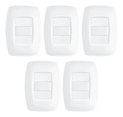 Interruptor Simples Com Placa 4x2 Fame Elegance - Kit 5 Un. Branco