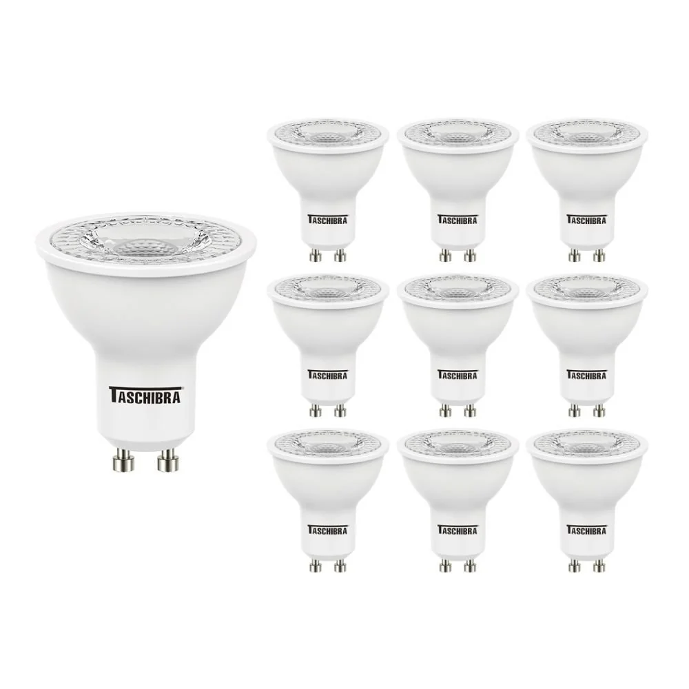 10 Lâmpadas Led Taschibra Tdl 35 Dicroica Mr16 4,9w Bivolt Gu10 2700k Luz Amarela