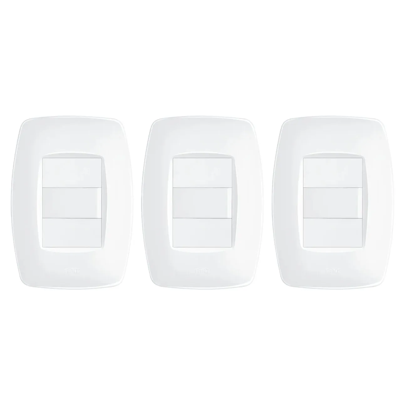 Interruptor 2 Teclas C/ Placa 4x2 Fame Elegance - Kit 3 Un. Branco