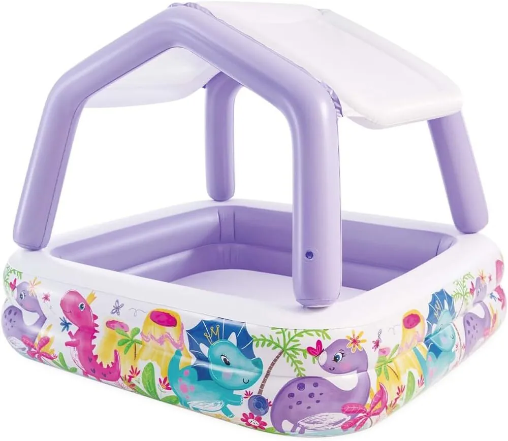 Piscina Inflável Infantil Lazer Cobertura Removível 295l Roxa Intex