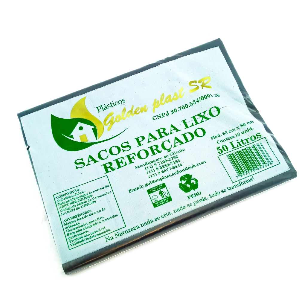 Saco Lixo Golden Plast.reforc.50lt C10
