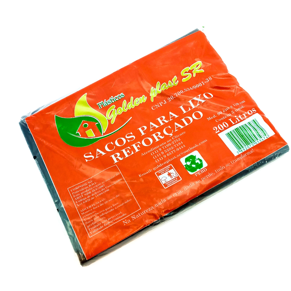 Saco Lixo Golden Plast.reforc.200lt C/5