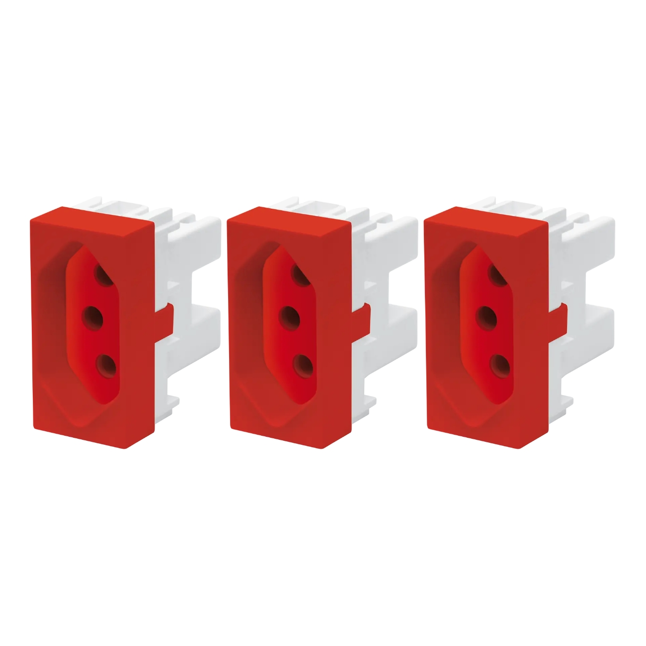 3 Un Módulo Tomada 2p+t 20a/250v Fame Elegance Vermelho Vermelho