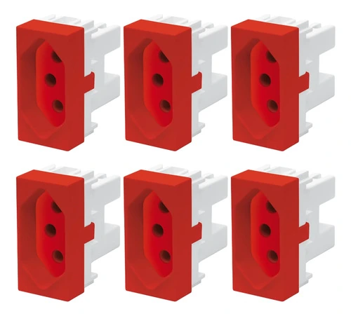 6 Un Módulo Tomada 2p+t 20a/250v Fame Elegance Vermelho Vermelho