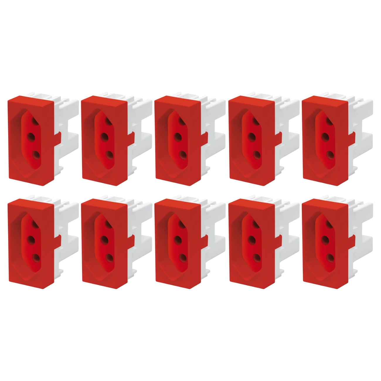 10 Un Módulo Tomada 2p+t 20a/250v Fame Elegance Vermelho Vermelho