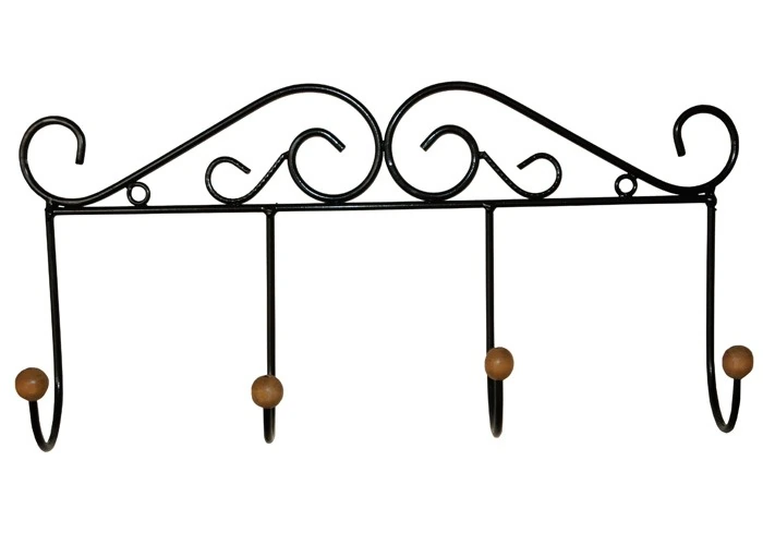 Cabideiro Ferro 4 Lugares Preto 60 Cm