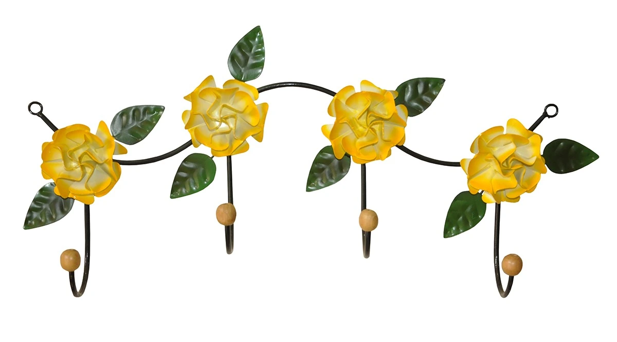 Cabideiro Ferro 4 Lugares Flores Amarelas
