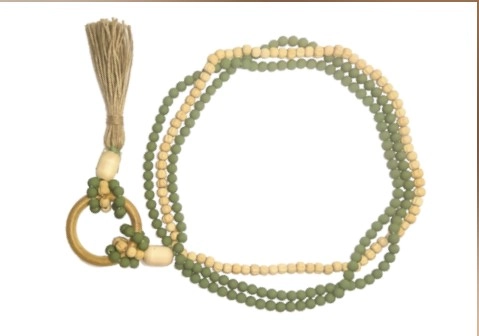 Colar Triplo Madeira Natural Verde Militar 69328 Mp3 Imports
