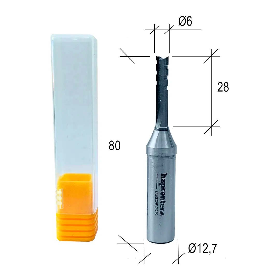 Fresa Router Cnc Corte Ø6 X Ac 28mm X H Ø12,7mm X 3 Cortes
