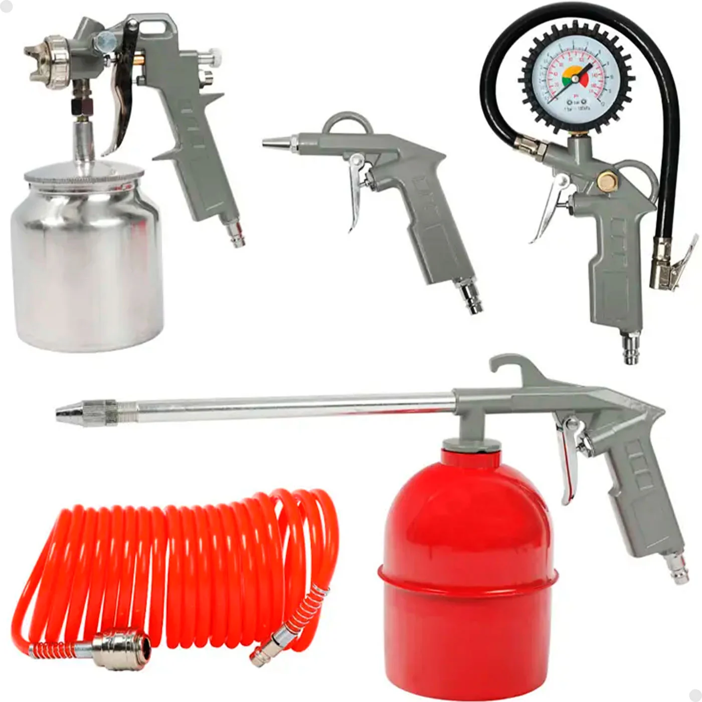 Kit 5 Peças Pistola Pintura Acessórios Pulverização Compressor