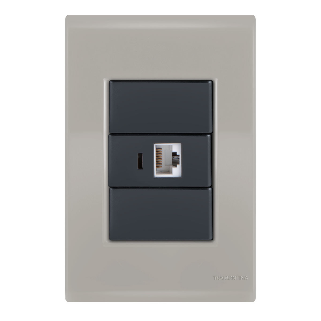 Conjunto 1 Tomada Rede Rj45 - Tramontina Liz Fendi / Grafite - Tlfg033