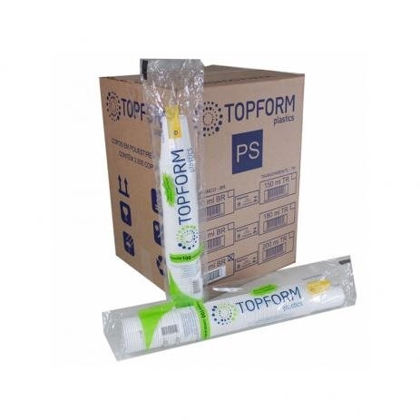 Copos Descartáveis Brancos TOPFORM 200ml com 100 Unidades